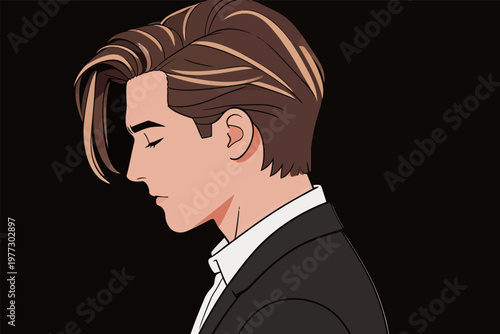 Stylish Man with Sleek Hairstyle in Formal Suit