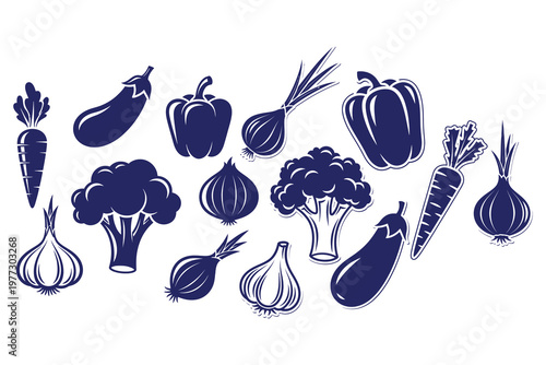 Blue ink sketch of various fresh vegetables a rustic farm to table illustration