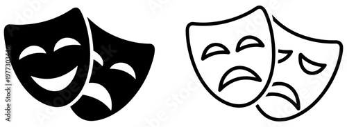 theater comedy tragedy mask icon set