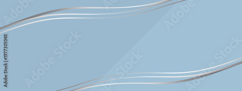 高級感のあるラインのバナー背景　くすみブルー＆シルバー