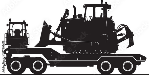 Heavy duty excavator, construction equipment, industrial vehicle, silhouette icon