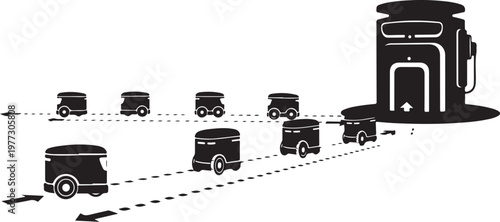 Black, vector cars, traffic, road, transportation icons, illustration set