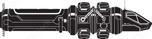 Futuristic robotic arm, industrial mechanical limb, metallic cybernetic hand, vector illustration