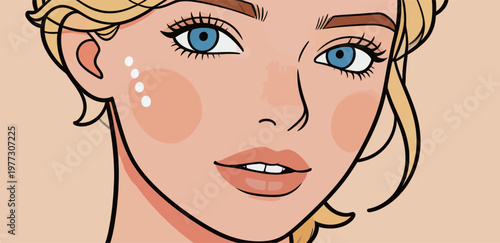Illustration of a Blonde Female with Makeup