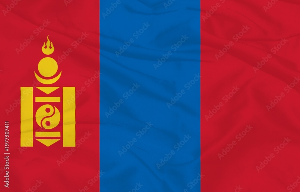 Naklejka premium Waving Flag of Mongolia