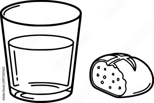 Basic Needs Bread Water Silhouette Hunger Awareness Famine Relief Poverty Vector