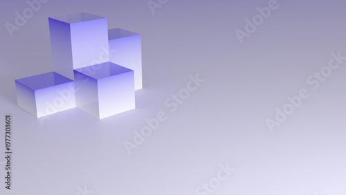 A minimalistic three-dimensional stage with a group of geometric podiums and free space. A modern abstract composition for product presentation and design.