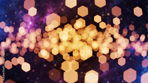 Abstract Hexagon Bokeh Lights Moving Smoothly
