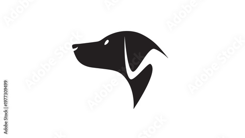 Dog head silhouette with minimalist style and clean lines, perfect for branding and logos featuring animal, pet, logo with icon and vector elements