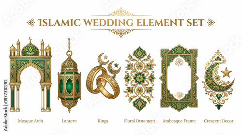 Muslim Wedding Clipart Bundle Arabic Ornament Decoration Set