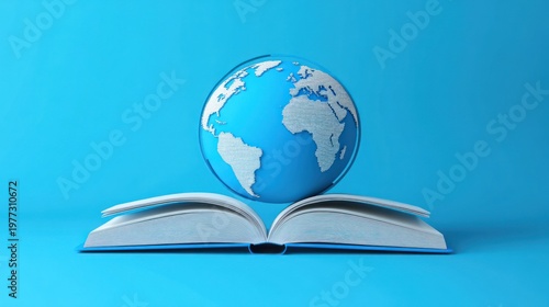 Open book with a globe