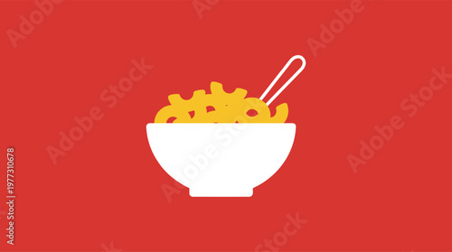 A bowl of cereal with spoon.