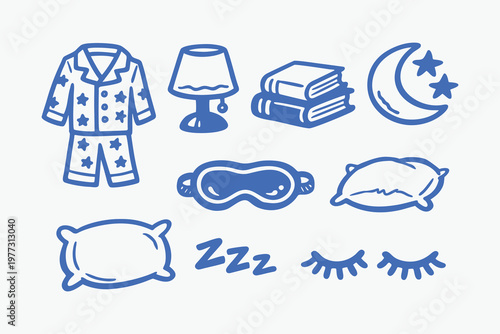 Sleep and Bedtime Doodle Icon Set