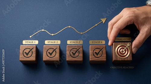 Business Milestone Achievement and Goal Tracking Strategy Success Concept