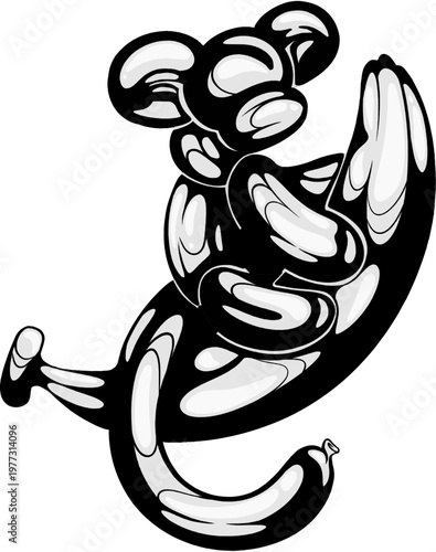 Balloon Monkey Banana Illustration