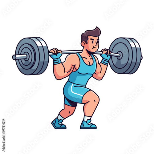 Muscular Man Doing Barbell Squats in Gym, Fitness and Workout