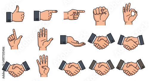 Collection of Diverse Pixel Art Hand Gestures for Digital Communication, Business Interaction, and Expressive Graphic Design Elements
