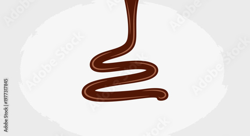 Pouring Liquid Chocolate Sauce in a Swirl Pattern on White Background