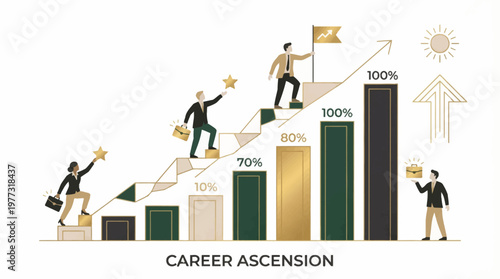 Career And Company Growth Step By Step Chart Illustration