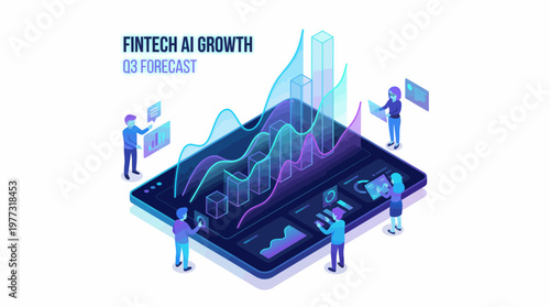 Futuristic Business Growth Dashboard Flat Vector Digital Analytics Chart