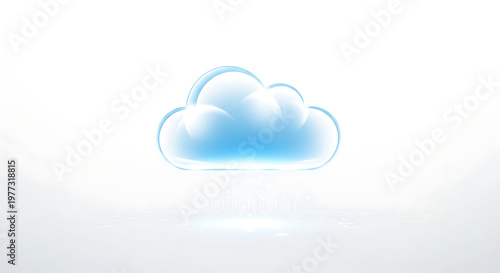 Floating digital cloud icon with glow isolated cloud computing concept