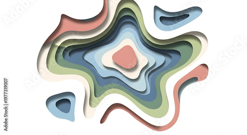 Abstract layered paper cut shapes isolated modern design background