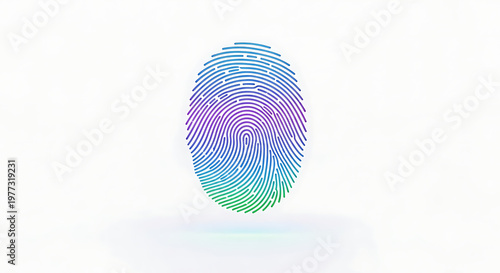 Futuristic biometric fingerprint icon glowing isolated security concept