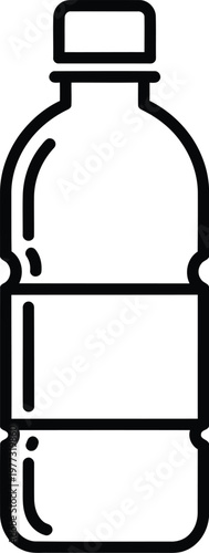 Simple black and white illustration of a plastic bottle with a cap