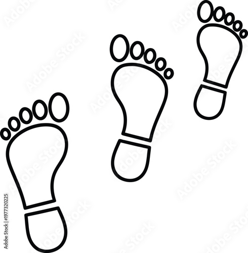 Illustration of three pairs of footprints in a simple line drawing style