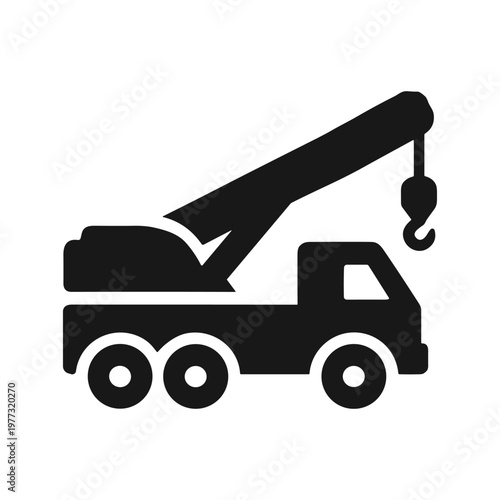 Tow truck service solid black icon vector illustration