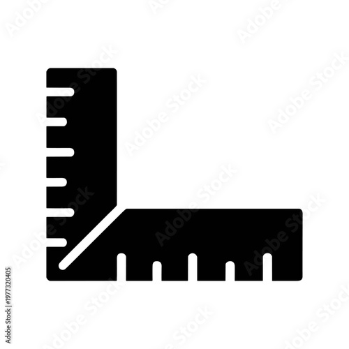 Square ruler drafting measurement solid black icon vector illustration