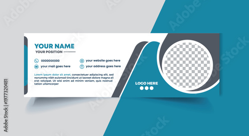 Modern Business Card Template with Teal and Grey Design Elements