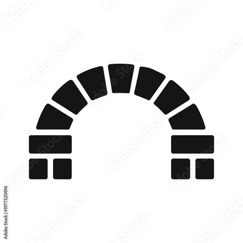 Brick arch masonry solid black icon vector illustration