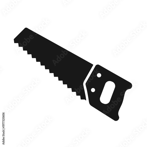 Hand saw carpentry repair solid black icon vector illustration
