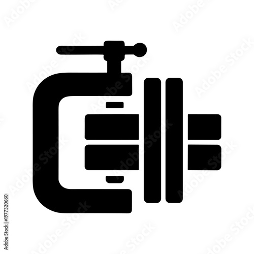 C clamp woodworking tool solid black icon vector illustration