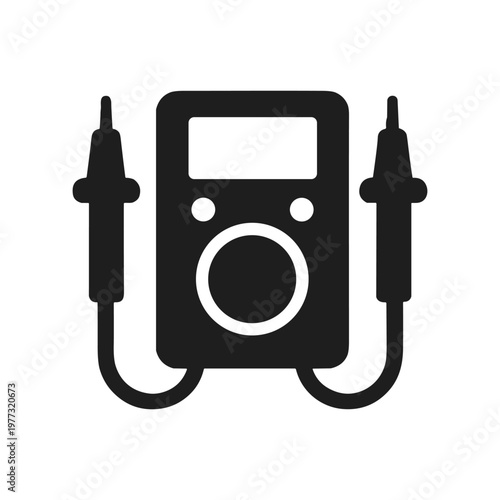 Multimeter electrical testing solid black icon vector illustration