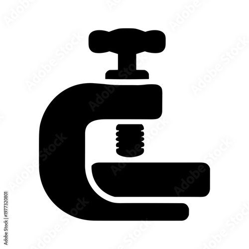 G clamp woodworking tool solid black icon vector illustration