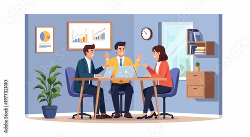 Business Professionals Discussing Documents in Meeting Room.