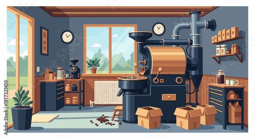 Coffee Roasting Machine in Industrial Setting.