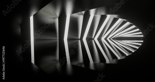 Abstract architecture background geometric wall in interior 3d render