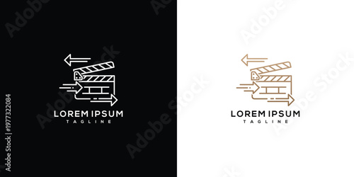 Foto Film Clapperboard Logo with Motion Arrows