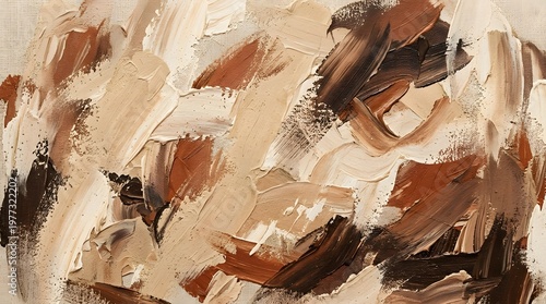 Textured abstract brush strokes in beige and brown tones, artistic boho background