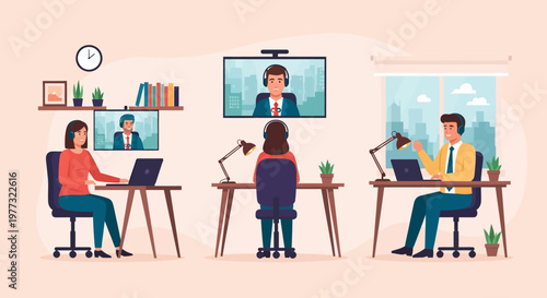 Remote Workers on Video Conference Call.