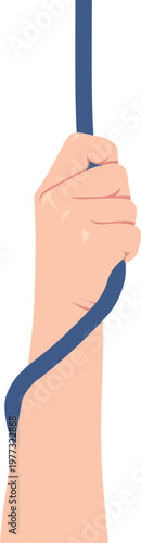 A hand gripped the rope