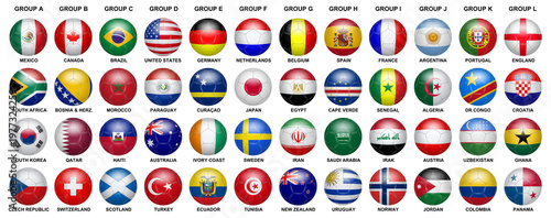 Balls in the colors of the participating teams