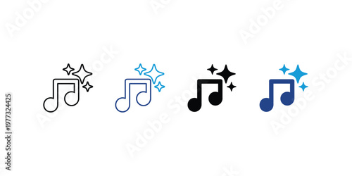 AI Music Generator Icon. Artificial Intelligence Sound Creation Technology. Neural Network Audio Production. Vector Illustration