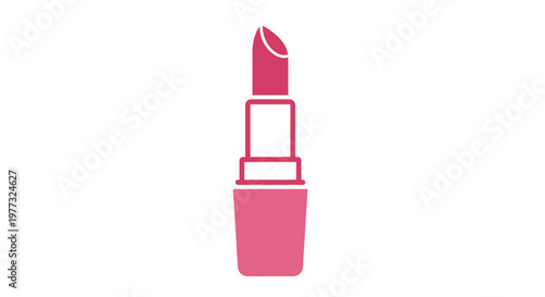Minimalist pink lipstick illustration on a clean white background suitable for beauty themes