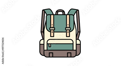 Minimalistic backpack illustration against a white background ideal for travel and outdoor