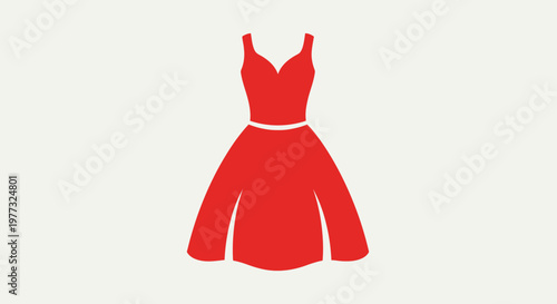 Red Dress Illustration Depicting Elegance and Femininity on a Clean Background