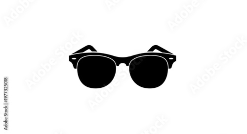 Silhouette of Stylish Sunglasses: A Modern Graphic Element Against a White Backdrop